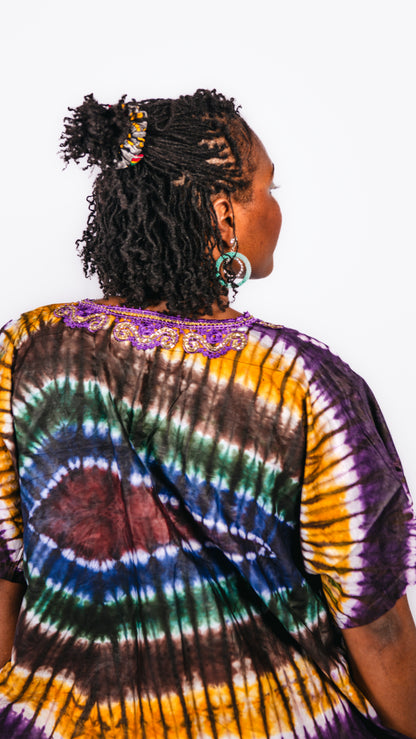 Nyasha Tye And Dye Midi Dress With Fringe
