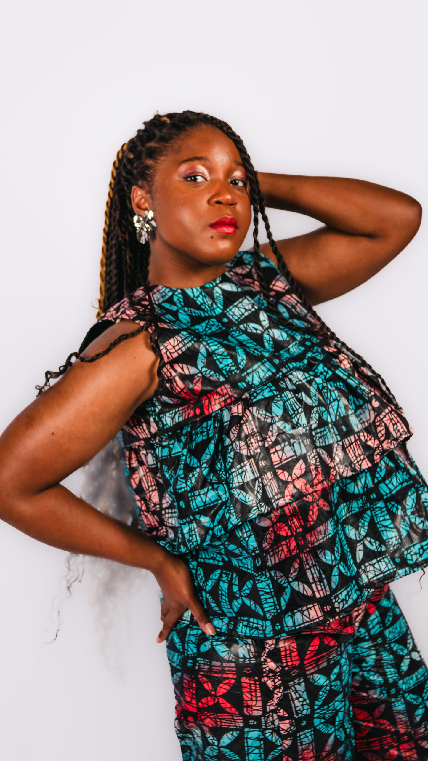 Moriola 2 Piece Peplum Top and Wide Leg Trousers