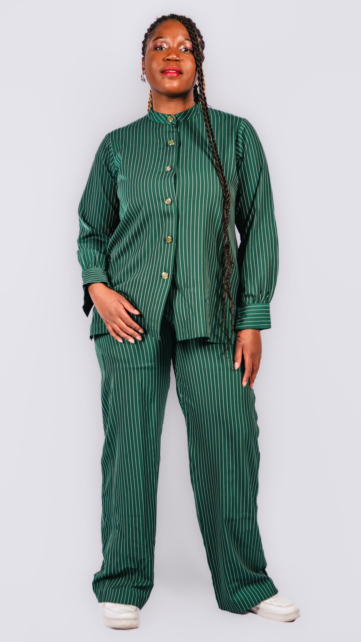 Azzarria 2 Piece Stripped Relaxed Trousers and Shirt