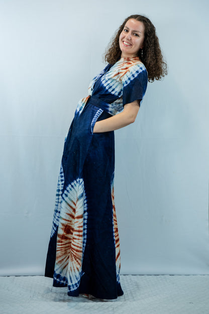 Abba  Tye and Dye Maxi Dress with Belt