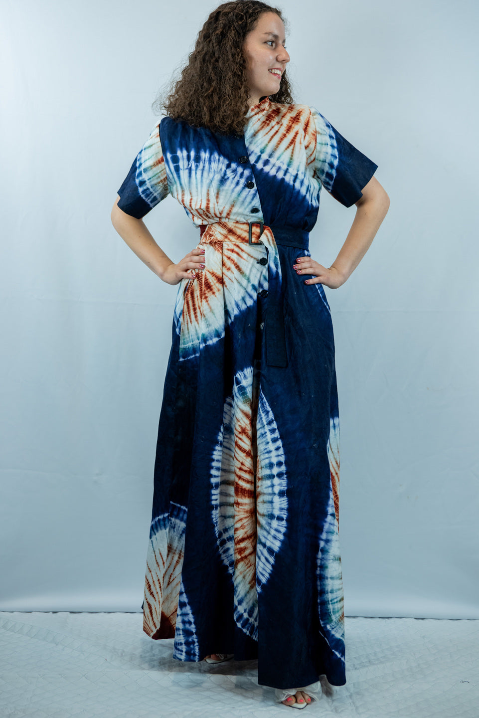 Abba  Tye and Dye Maxi Dress with Belt