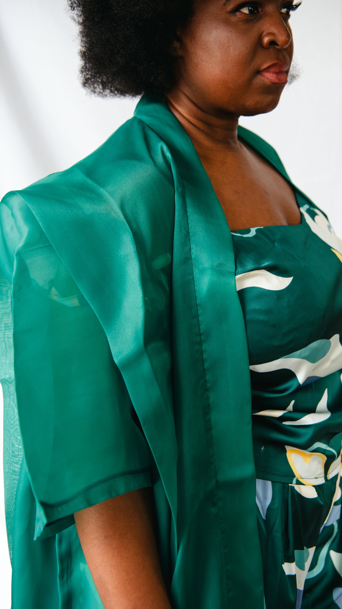 Tehillah 3 Piece Palazzo Trousers And Sleeveless Top With Organdy Kimono