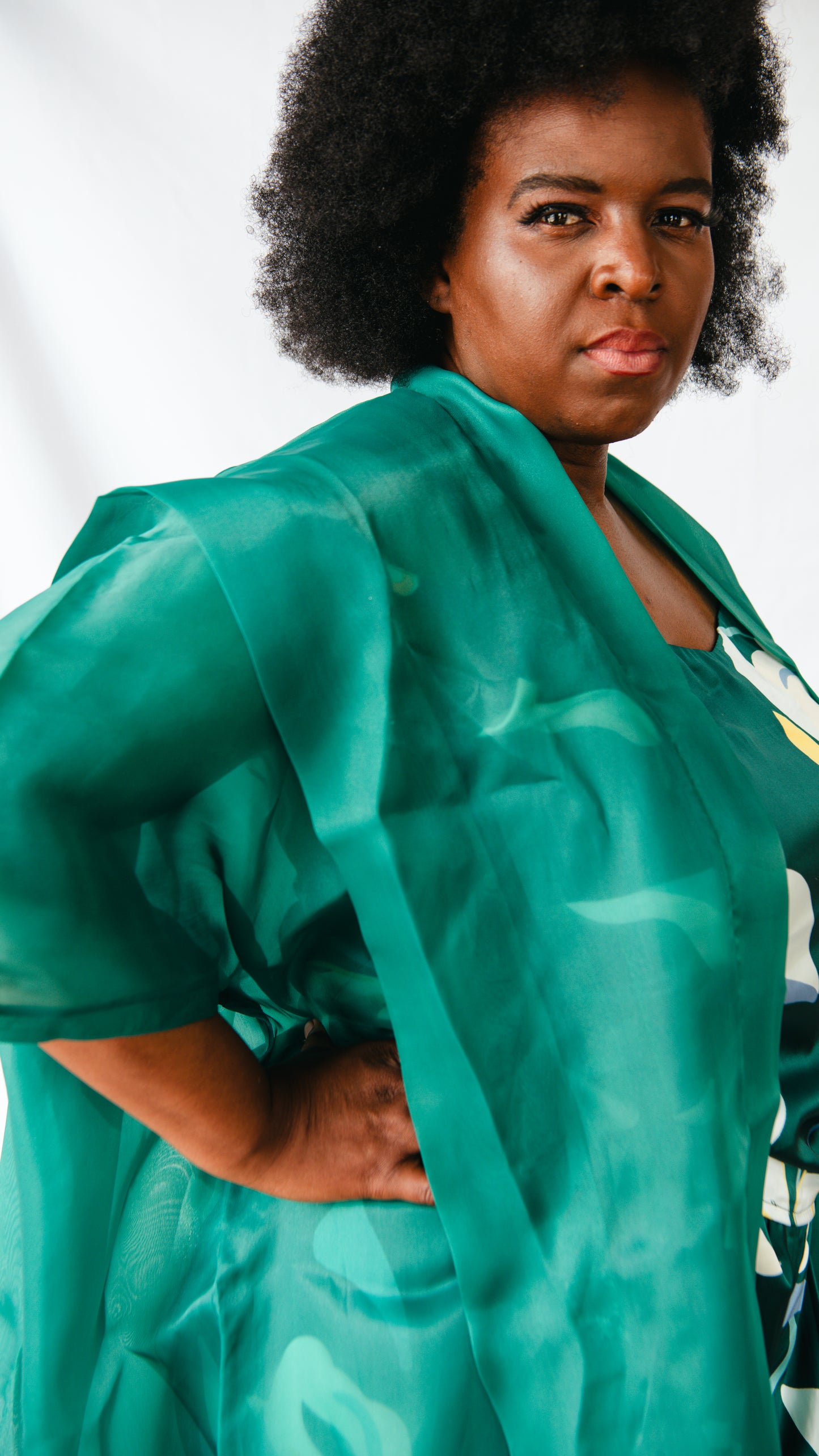 Tehillah 3 Piece Palazzo Trousers And Sleeveless Top With Organdy Kimono