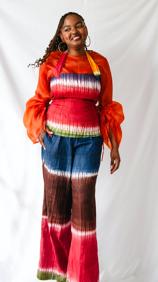 Amaris 2 Piece set Tie-Dye Wide Leg Trousers And Alter-neck Top