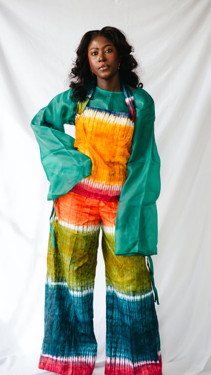 Amaris 2 Piece set Tie-Dye Wide Leg Trousers And Alter-neck Top