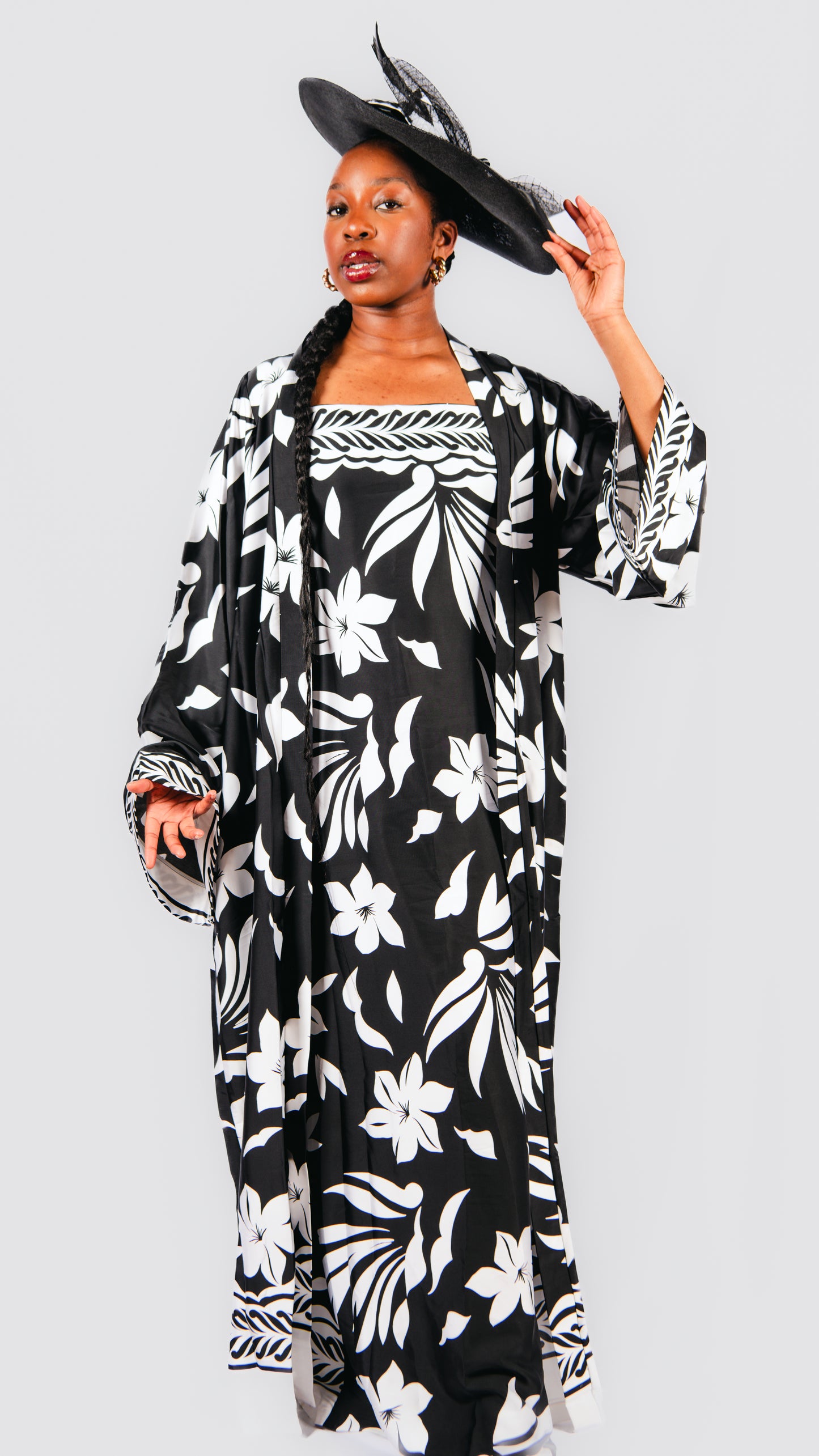 Sijuade 2 Piece Floral Maxi Dress And Kimono
