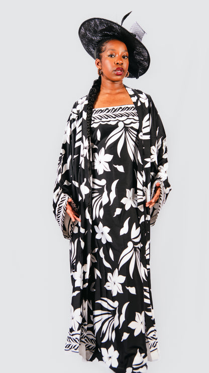 Sijuade 2 Piece Floral Maxi Dress And Kimono