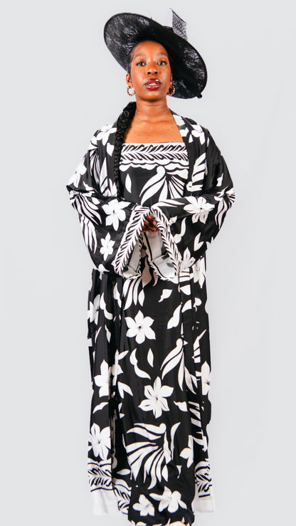Sijuade 2 Piece Floral Maxi Dress And Kimono