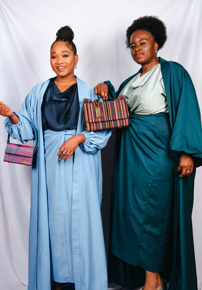 Ofure 3 Piece Wrap Skirt, Sleeveless Top and Kimono-Green