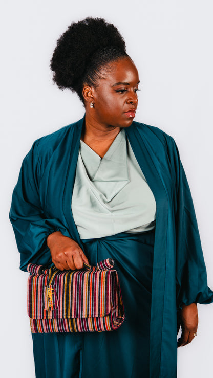 Ofure 3 Piece Wrap Skirt, Sleeveless Top and Kimono-Green