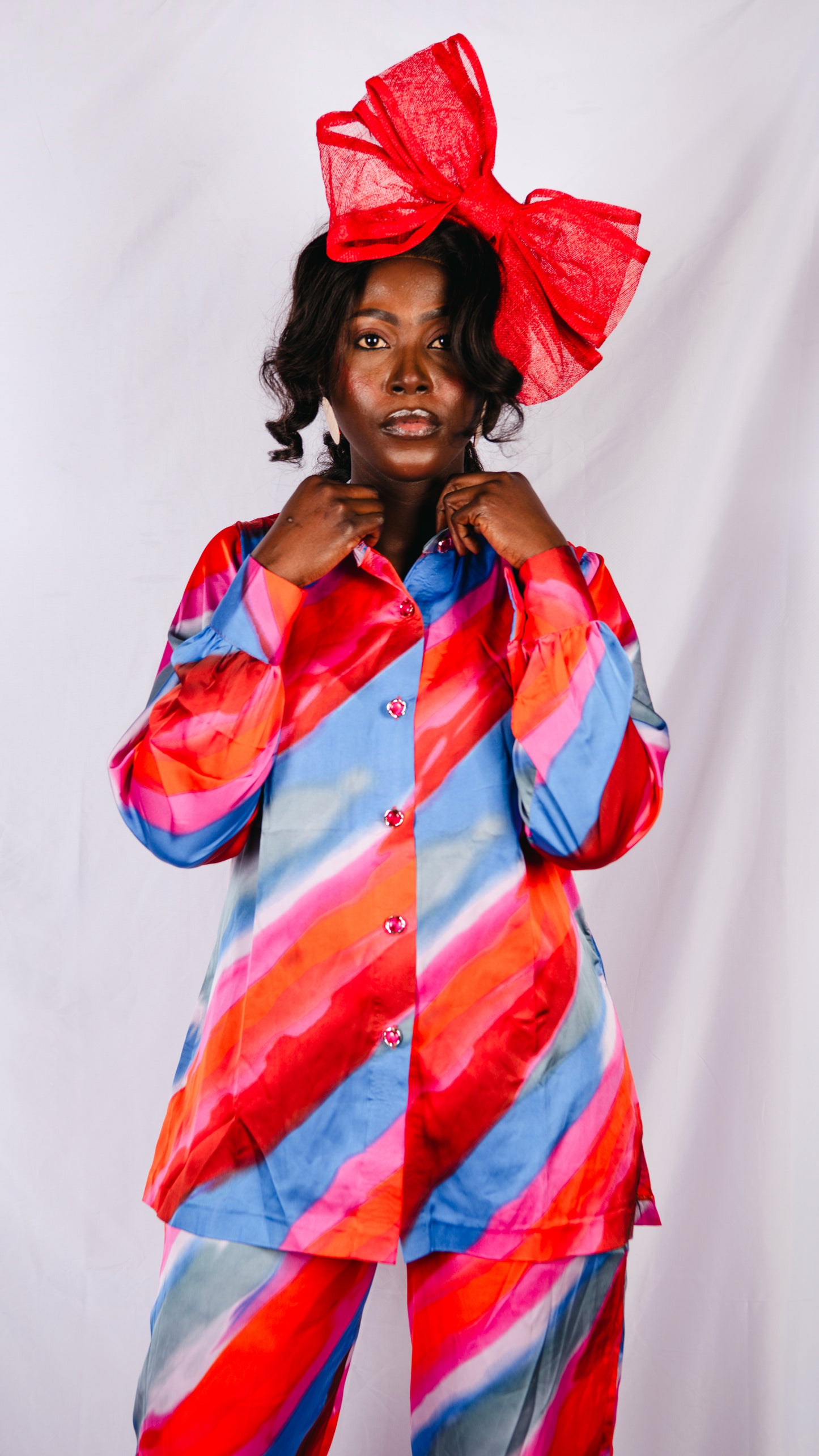 Thabisa 2 Piece Pink and blue Trousers and Shirt