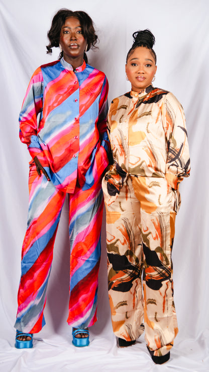 Thabisa 2 Piece Pink and blue Trousers and Shirt