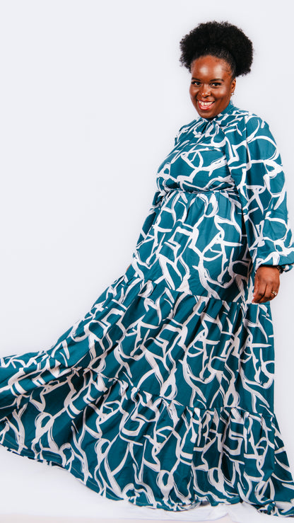 Selma Layered Maxi Dress In Animal Print