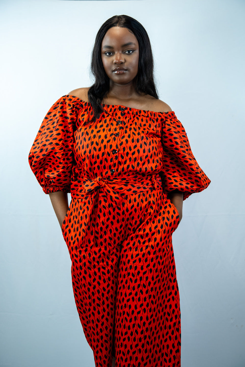Imani Orange Print Midi Trousers