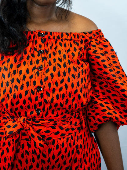 Imani Orange Print Crop Top