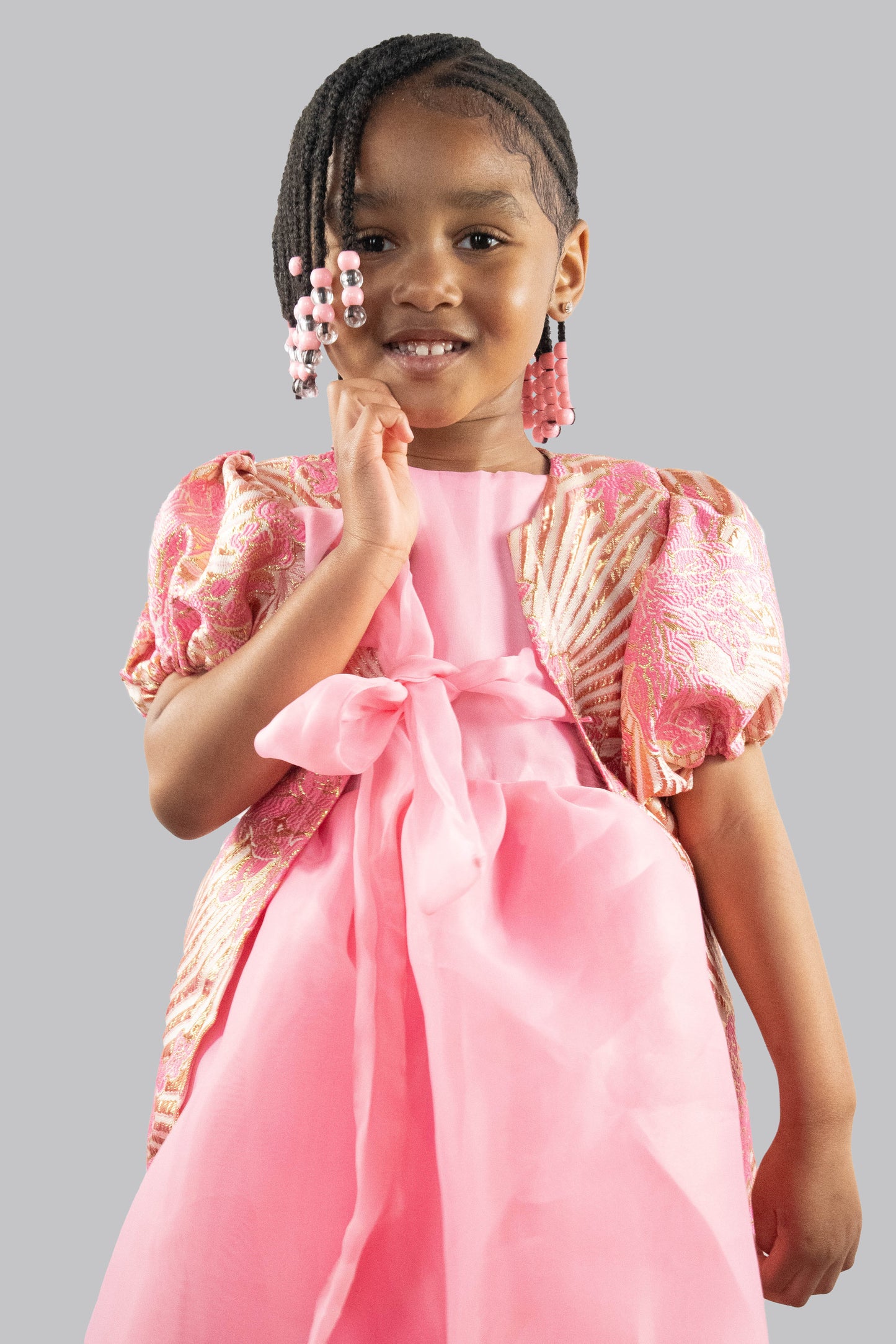 Zilah Damask  Coat With Midi Dress