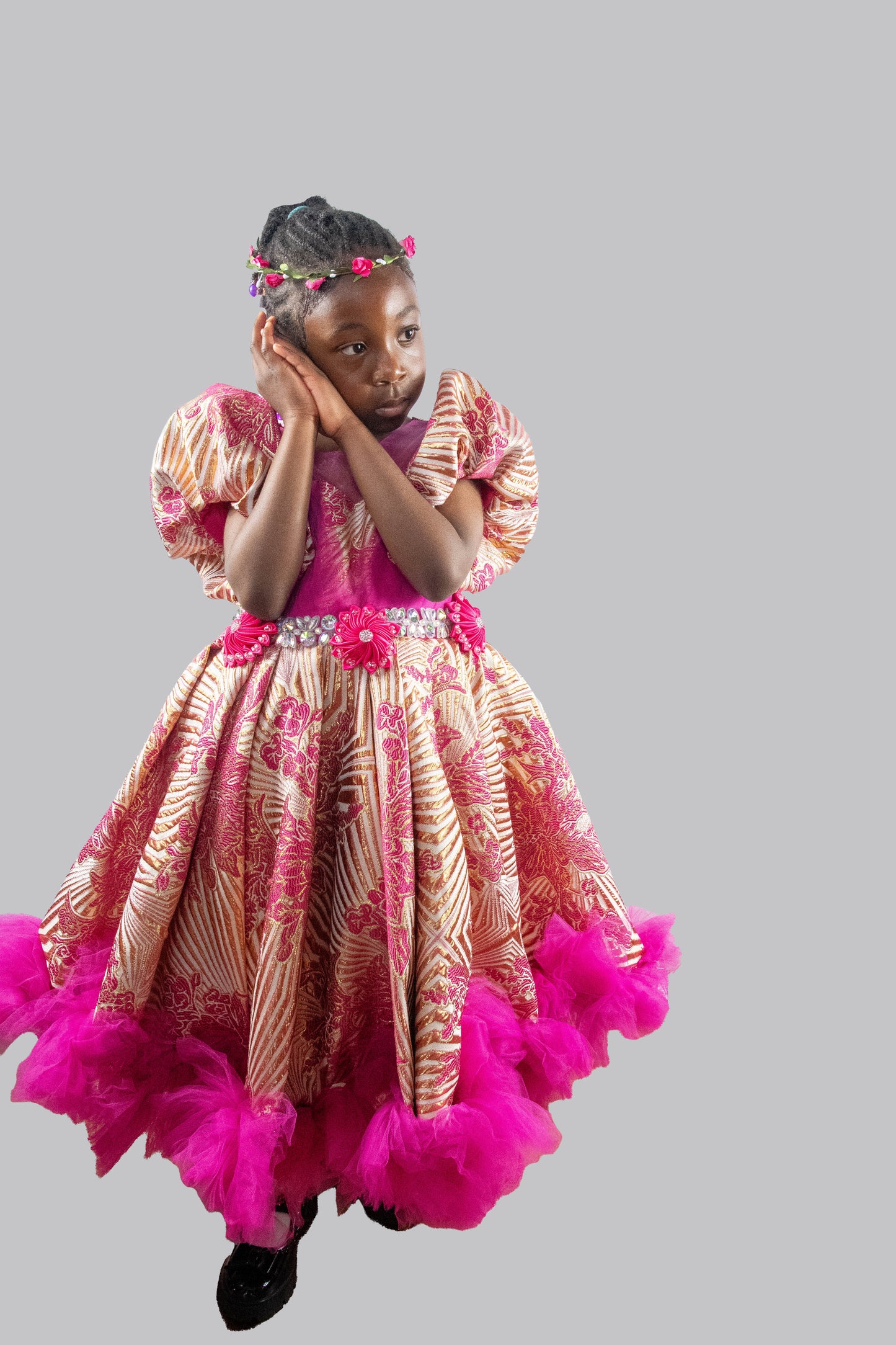 Zilah Damask Ball Gown