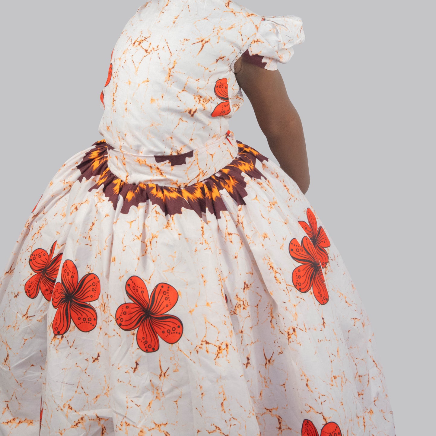 Annalise white and orange  Flowered print Dress