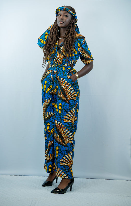 Pendo Blue Print Jumpsuit