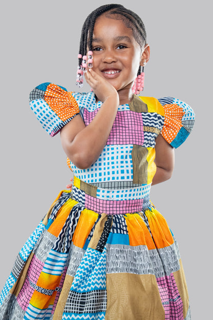 Nala 2 Piece Patchwork Ball Skirt And Blouse With Headband