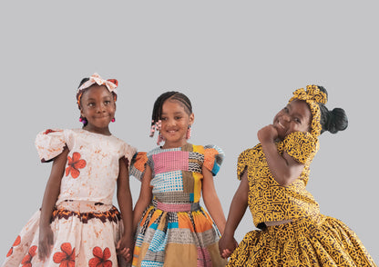 Nala 2 Piece Patchwork Ball Skirt And Blouse With Headband