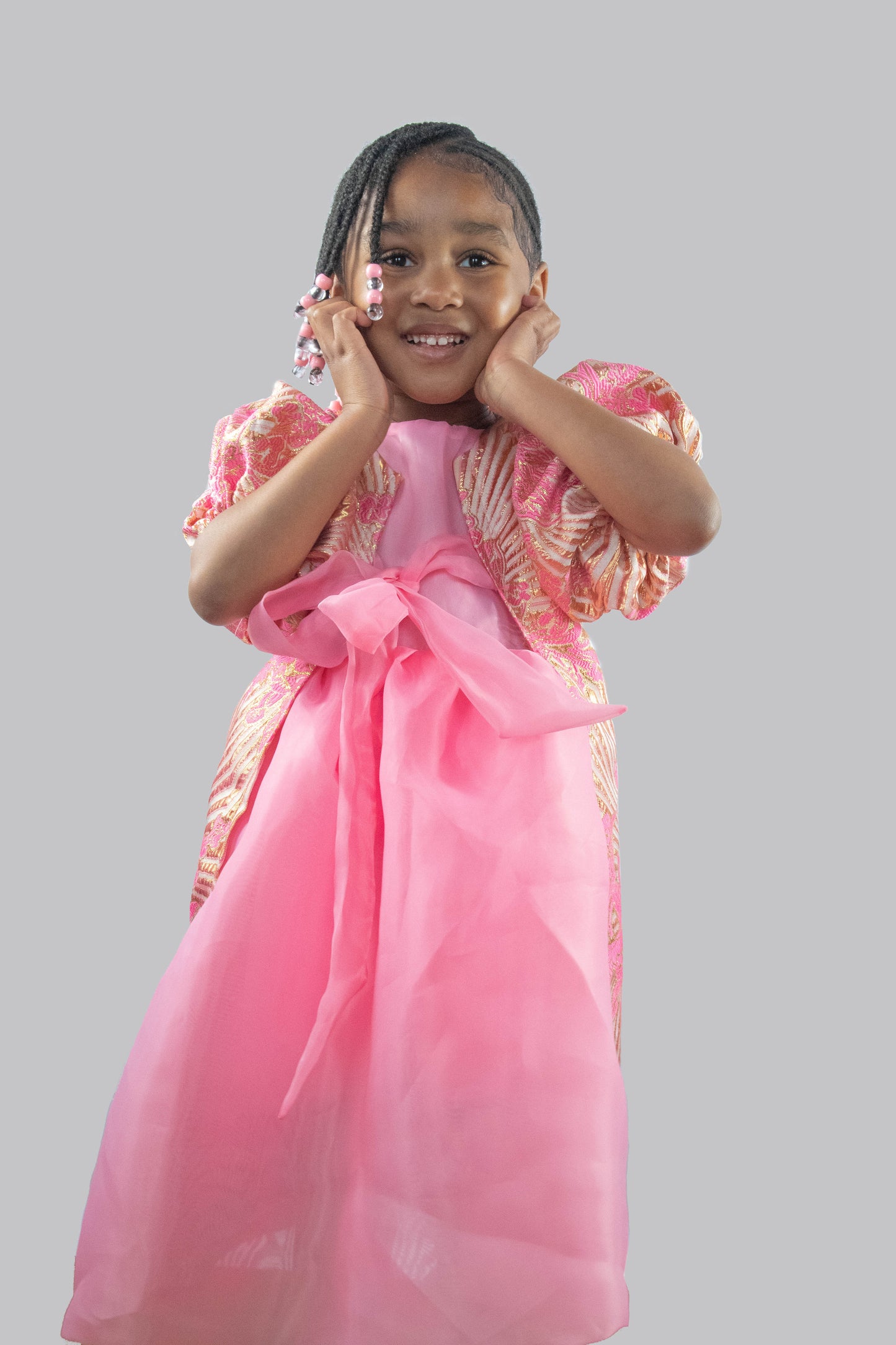 Zilah Damask  Coat With Midi Dress
