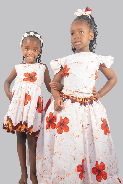 Annalise Orange Flowered Patterned Midi Dress