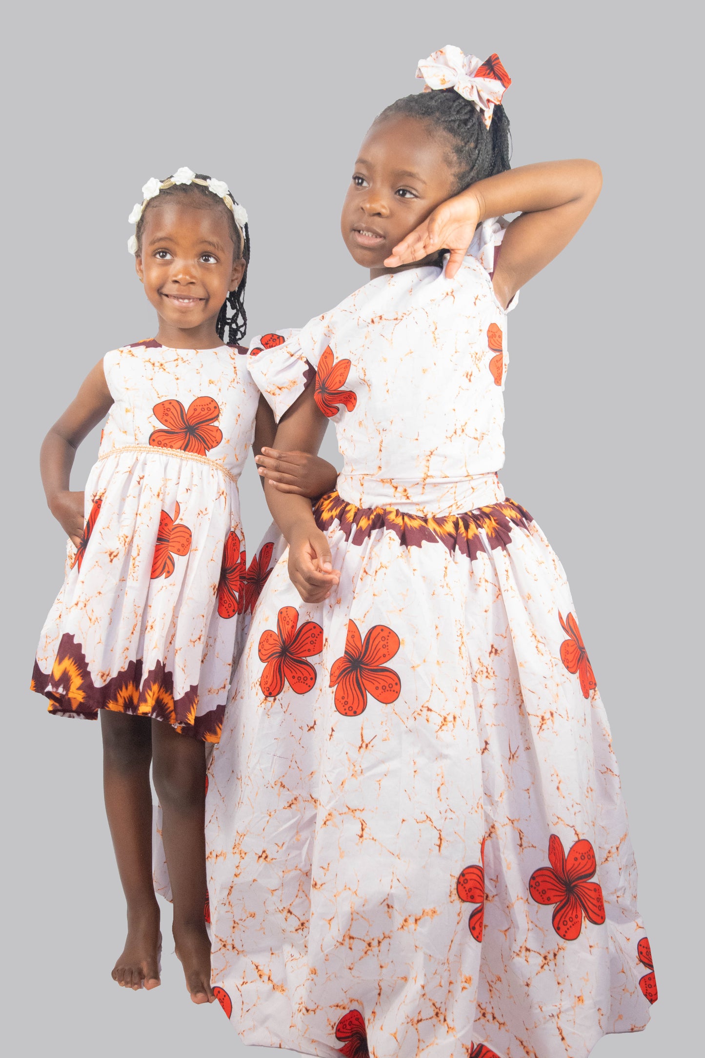 Annalise Orange Flowered Patterned Midi Dress