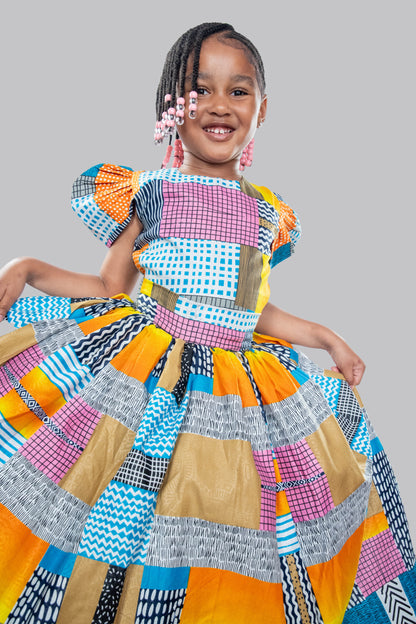 Nala 2 Piece Patchwork Ball Skirt And Blouse With Headband