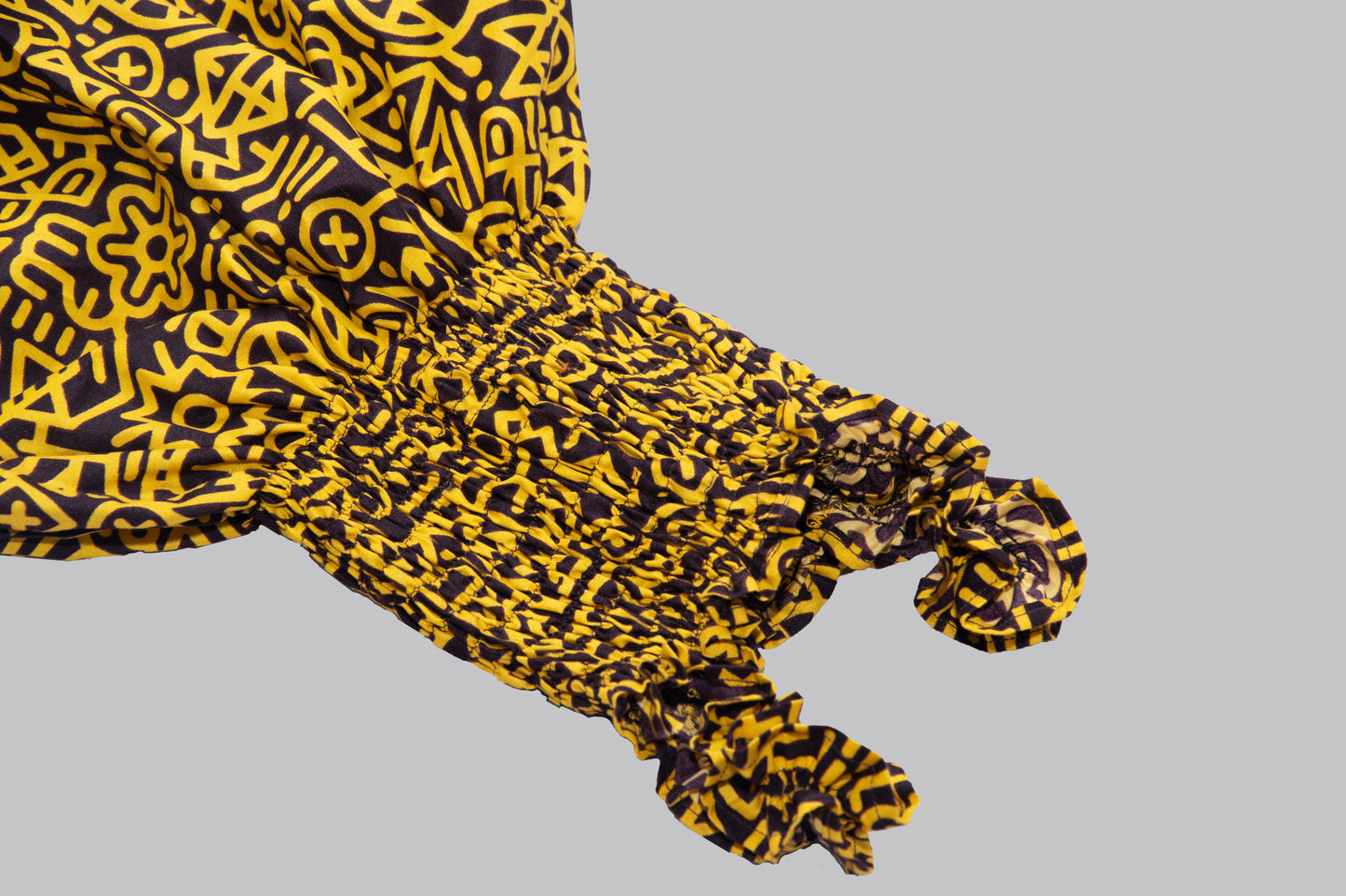 Bee 2 piece Yellow/black print maxi ball skirt and blouse