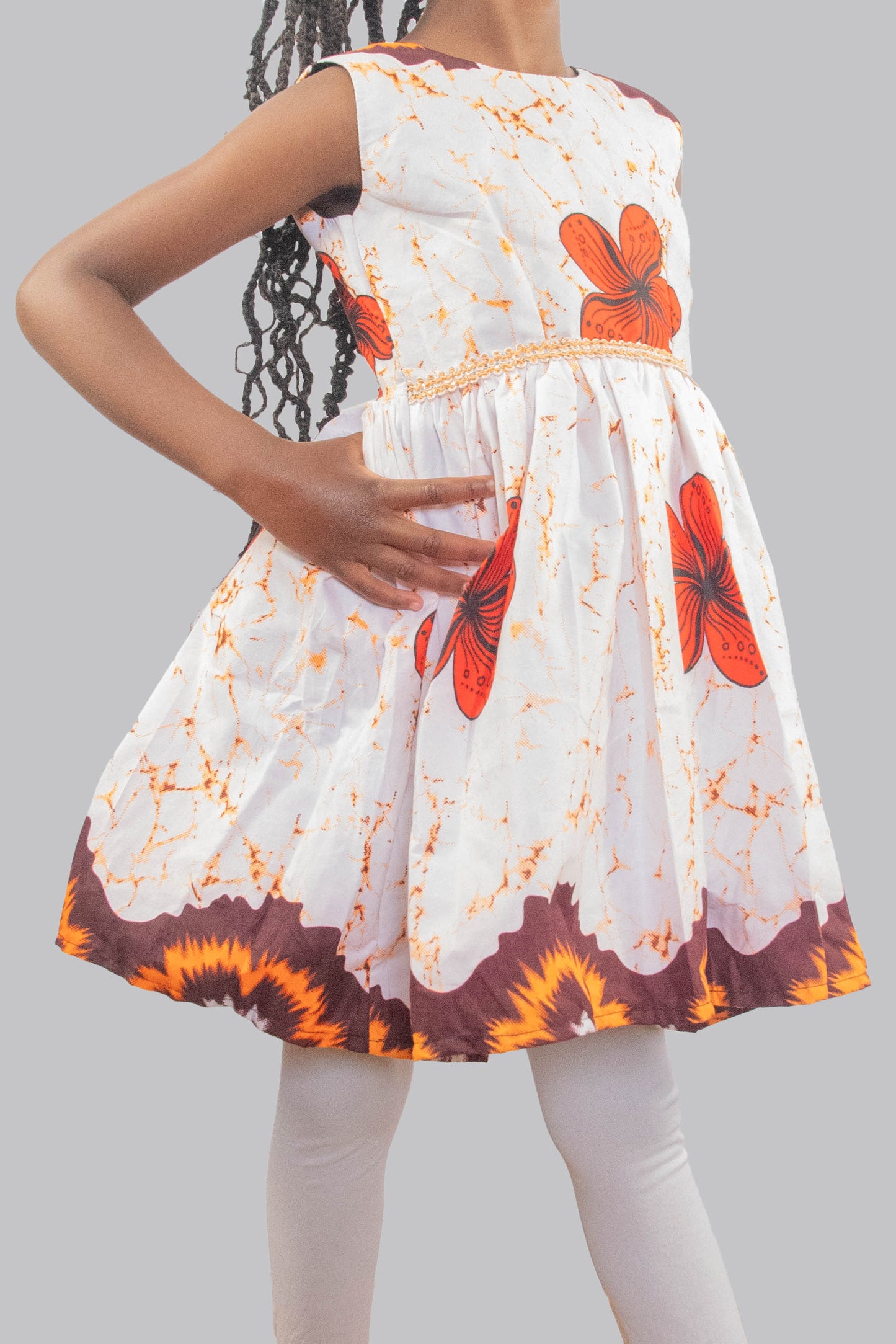 Annalise Orange Flowered Patterned Midi Dress