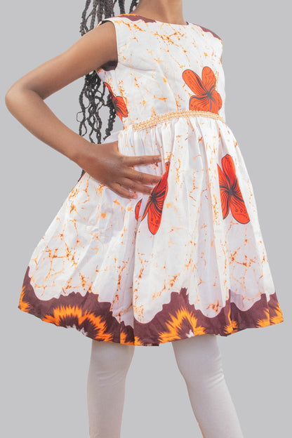 Annalise Orange Flowered Patterned Midi Dress