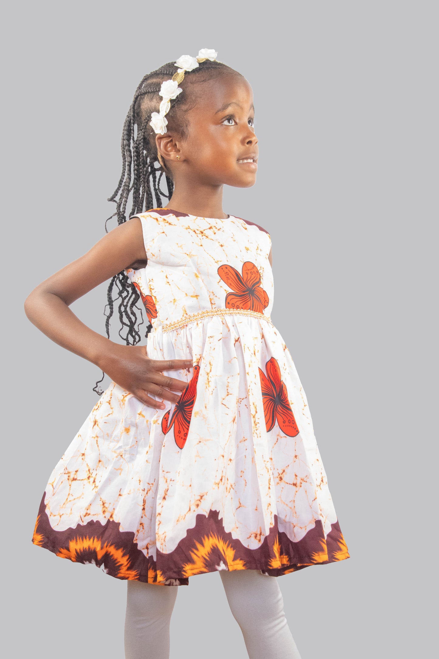 Annalise Orange Flowered Patterned Midi Dress