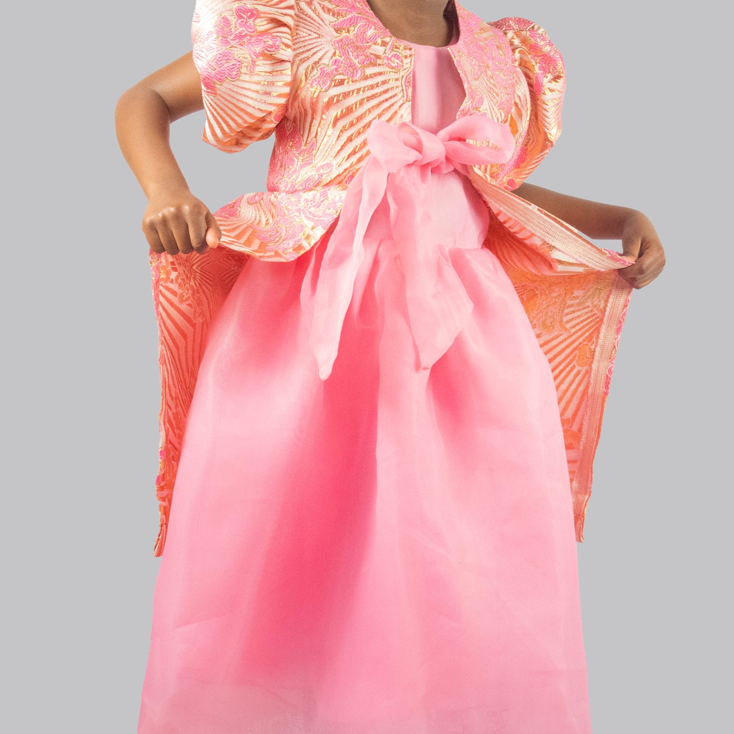 Zilah Damask  Coat With Midi Dress