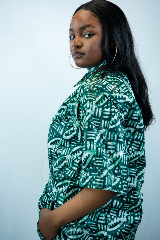 Tendai Green 2 Piece Straight Leg Trouser and Shirt