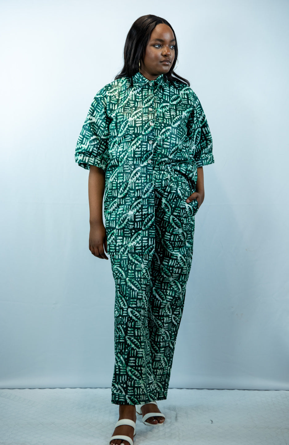 Tendai Green 2 Piece Straight Leg Trouser and Shirt