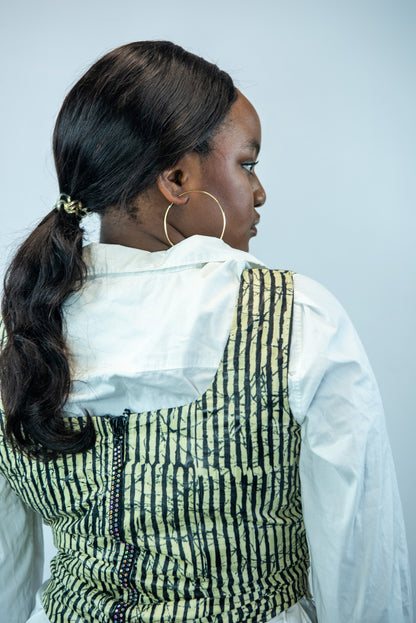 Adesua-C Beige and Black Print Corset