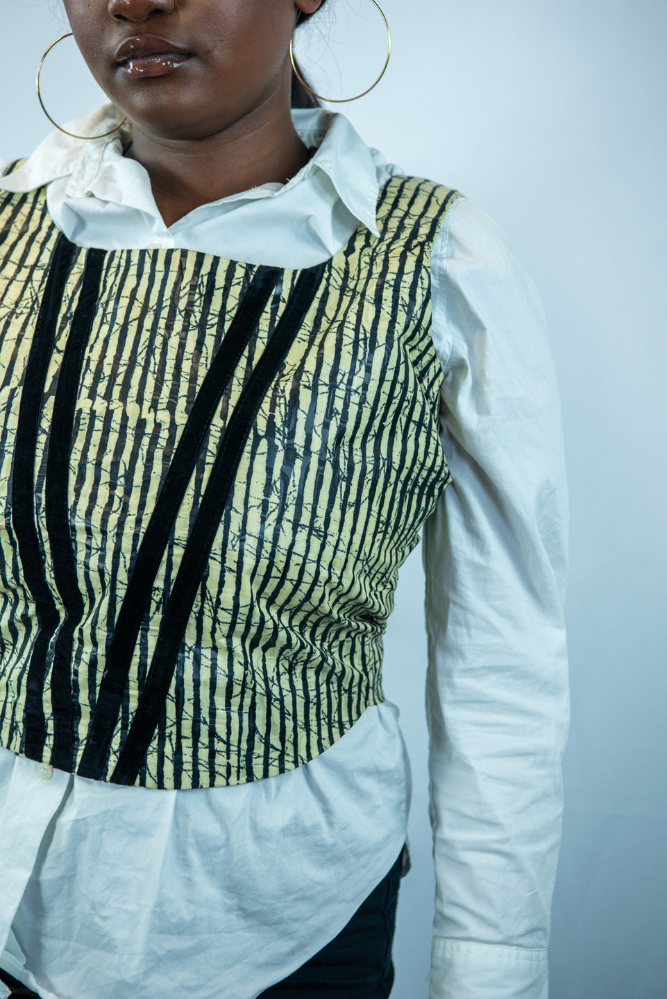 Adesua-C Beige and Black Print Corset