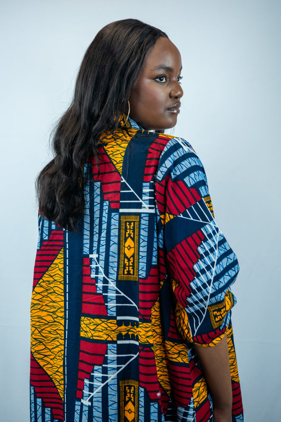 Baraka Multicolour Dansiki Oversized 3/4 Sleeve Shirt and Pencil Trousers