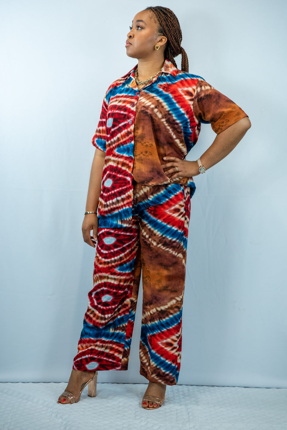 Efe 2 Piece Tye and Dye Wide Leg and Trousers