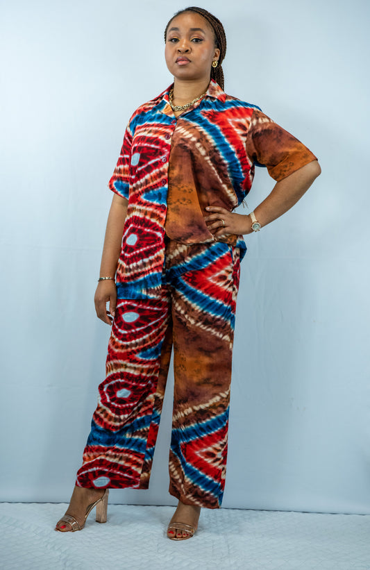 Efe 2 Piece Tye and Dye Wide Leg and Trousers
