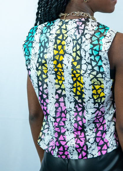 Esperanza Multicoloured Print Waistcoat