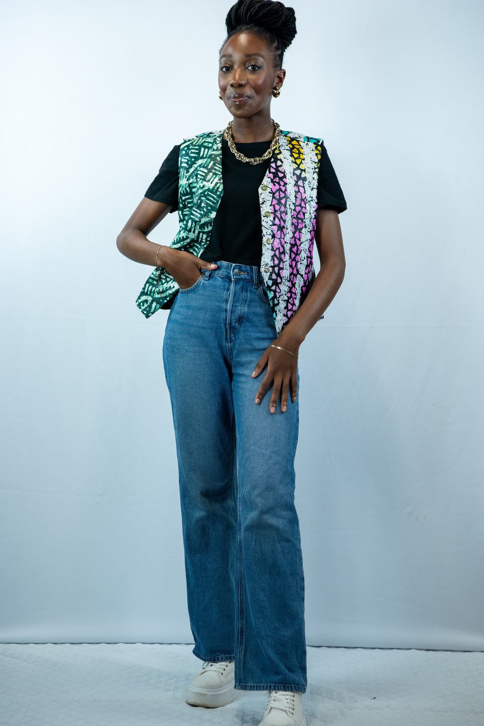 Esperanza Multicoloured Print Waistcoat