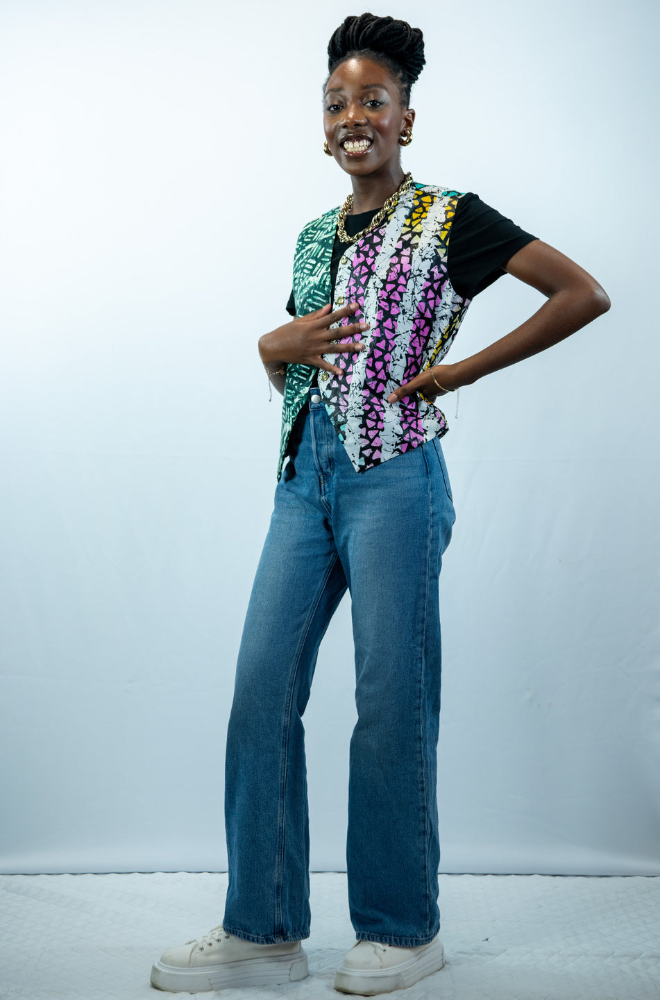 Esperanza Multicoloured Print Waistcoat