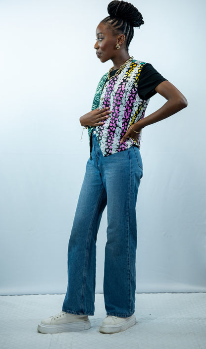Esperanza Multicoloured Print Waistcoat