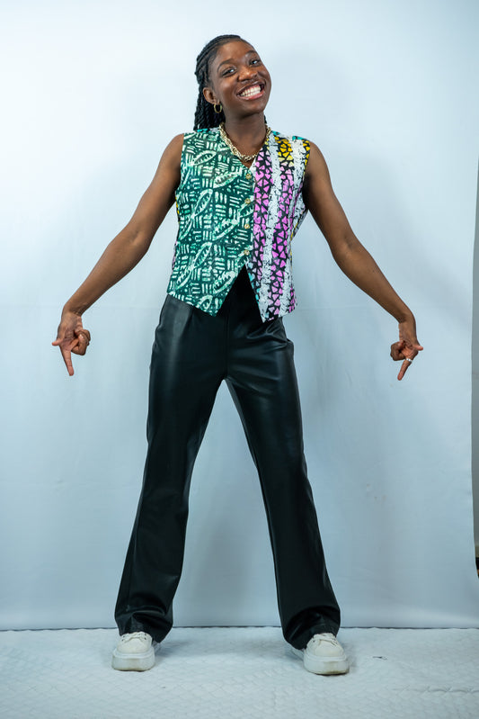 Esperanza Multicoloured Print Waistcoat
