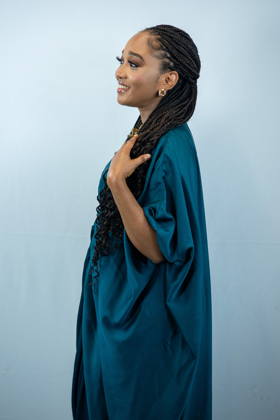Fe Teal Blue Oversized Maxi Dress