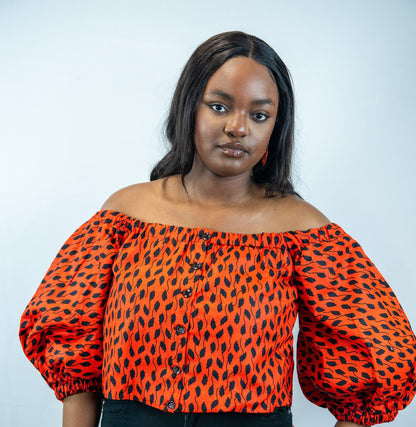 Imani Orange Print Crop Top
