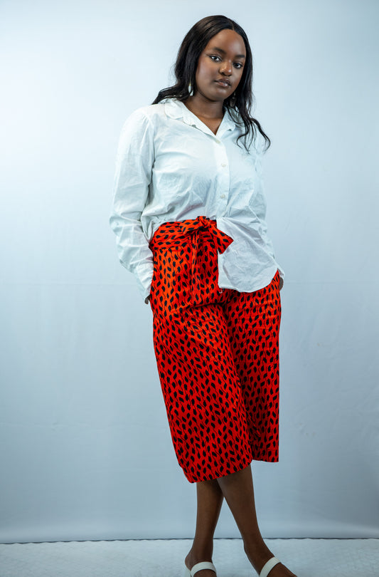 Imani Orange Print Midi Trousers
