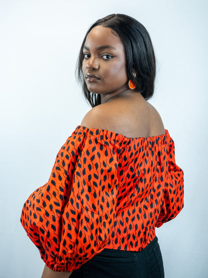 Imani Orange Print Crop Top